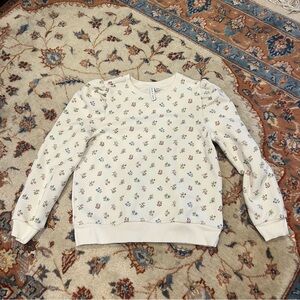Janie and Jack Cream Floral Puff-Shoulder Sweatshirt